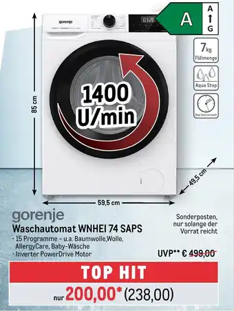 METRO gorenje Waschautomat WNHEI 74 SAPS Angebot