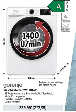 METRO gorenje Waschautomat WNE184APS Angebot