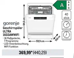 METRO gorenje Geschirrspüler ULTRA 16GSAWWIFI Angebot