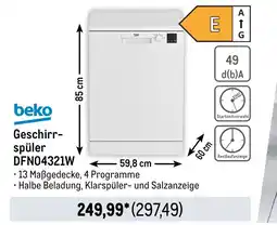 METRO beko Geschirr- spüler DFN04321W Angebot