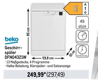 METRO beko Geschirr- spüler DFN04321W Angebot