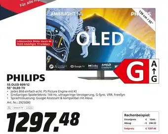 MediaMarkt PHILIPS 55" OLED TV 55 OLED 809/12 Angebot