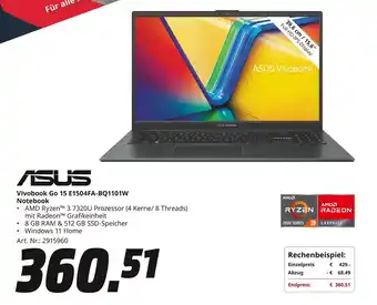 MediaMarkt ASUS Notebook Vivobook Go 15 E1504FA-BQ1101W Angebot