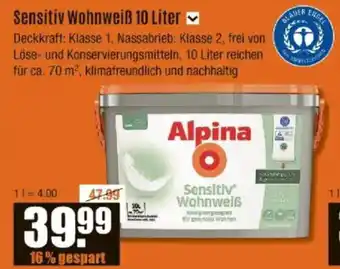 V Baumarkt Alpina Sensitiv Wohnweiß Angebot