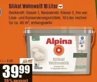 V Baumarkt Alpina Silikat Wohnweiß Angebot