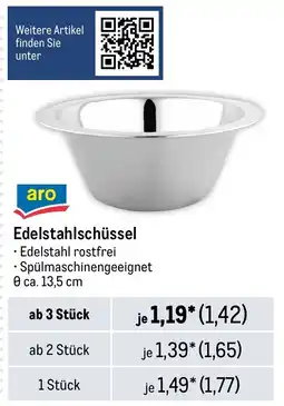 METRO aro Edelstahlschüssel Angebot