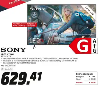 MediaMarkt Sony kd 55 x 75 wl 55 led tv Angebot