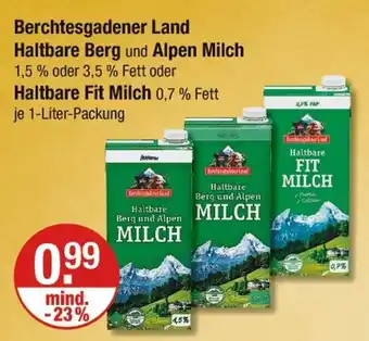 V Markt Berchtesgadener land haltbare berg und alpen milch oder haltbare fit milch Angebot