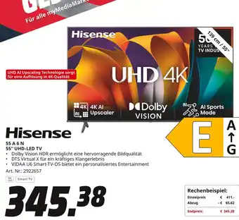 MediaMarkt Hisense 55 a 6 n 55 uhd-led tv Angebot