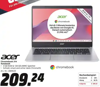 MediaMarkt Acer chromebook 314 notebook Angebot