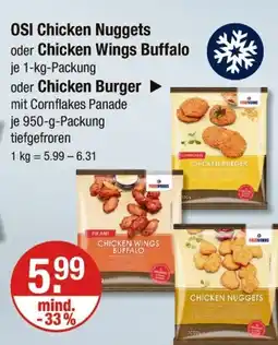 V Markt Frostkonzept osi chicken nuggets oder chicken wings buffalo oder chicken burger Angebot