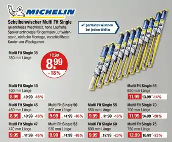 V Markt Michelin scheibenwischer multi fit single Angebot