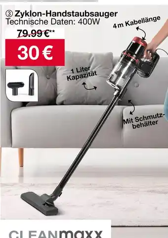 Woolworth Cleanmaxx zyklon-handstaubsauger Angebot