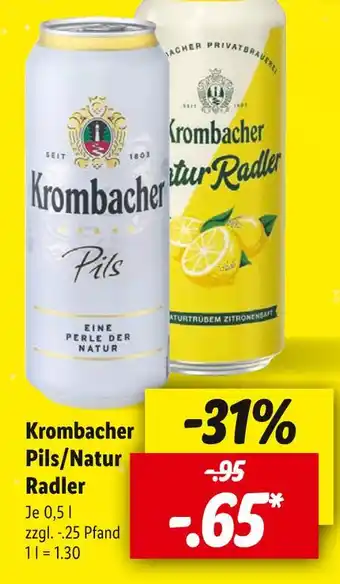 Lidl Krombacher pils/natur radler Angebot