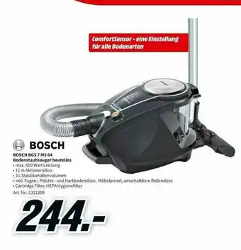 MediaMarkt Bosch Bgs 7 Ms 64 Bodenstaubsauerger Beutellos Angebot