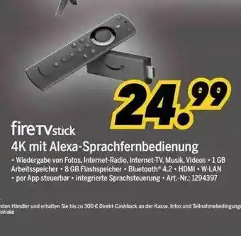 MEDIMAX Firetv Stick 4k Mit Alexa-sprachfernbedienung Angebot