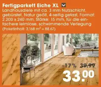 V Baumarkt Fertigparkett Eiche XL Angebot