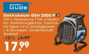 V Baumarkt Güde Elektroheizer GEH 2000 P Angebot