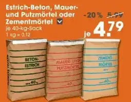 V Baumarkt Estrich-Beton, Mauer- und Putzmörtel oder Zementmörtel Angebot