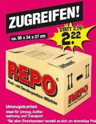 Repo Markt Zugreifen! Umzugskarton Angebot