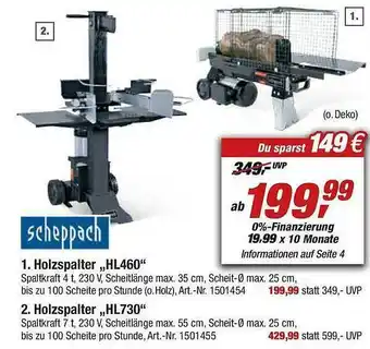 toom Baumarkt Scheppach Holzspalter Hl460 Oder Hl730 Angebot