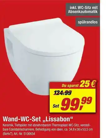 toom Baumarkt Wand-wc-set „lissabon“ Angebot