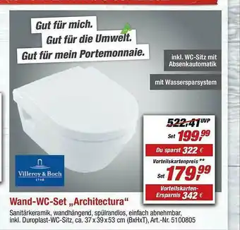 toom Baumarkt Villeroy & Boch Wand-wc-set „architectura“ Angebot