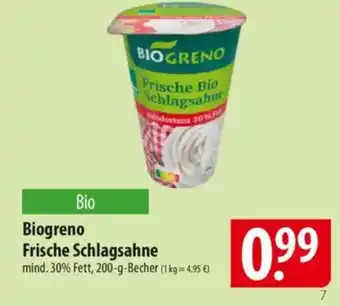 Famila Nord Ost Biogreno Frische Bio Schlagsahne Angebot