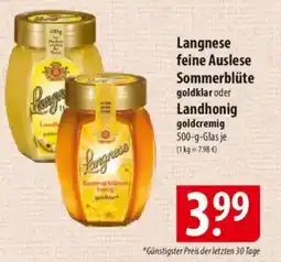 Famila Nord Ost Langnese feine Auslese Sommerblüte goldklar oder Landhonig goldcremig Angebot