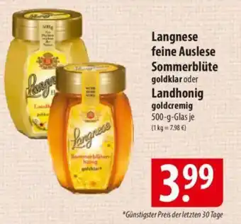 Famila Nord Ost Langnese feine Auslese Sommerblüte goldklar oder Landhonig goldcremig Angebot