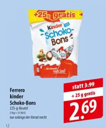 Famila Nord Ost Ferrero kinder Schoko-Bons Angebot