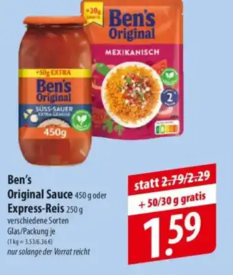 Famila Nord Ost Ben's Original Sauce 450 g oder Express-Reis Angebot