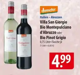 Famila Nord Ost Italien - Abruzzen Villa San Giorgio Bio Montepulciano d'Abruzzo oder Bio Pinot Grigio Angebot