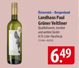 Famila Nord Ost Österreich - Burgenland Landhaus Paul Grüner Veltliner Angebot