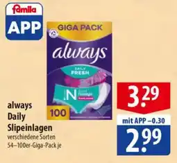 Famila Nord Ost always Daily Slipeinlagen Angebot