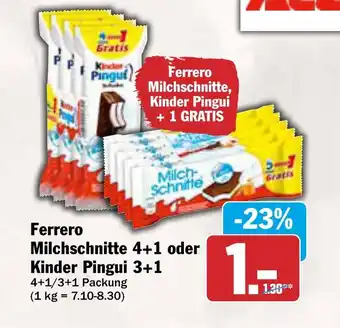 AEZ Ferrero Milchschnitte, Kinder Pingui Angebot