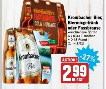 dodenhof Krombacher Bier, Biermixgetränk Oder Fassbrause Angebot