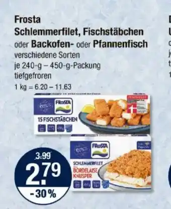 V Markt Frosta Schlemmerfilet, Fischstäbchen oder Backofen- oder Pfannenfisch Angebot