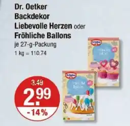 V Markt Dr. Oetker Backdekor Liebevolle Herzen oder Fröhliche Ballons Angebot