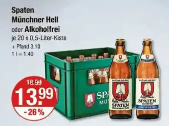 V Markt Spaten Münchner Hell oder Alkoholfrei Angebot