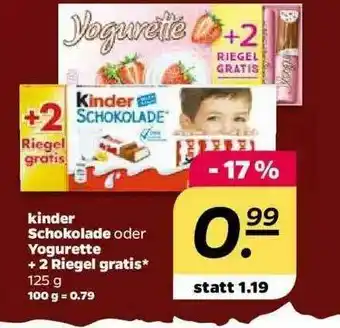 NETTO Kinder Schokolade Oder Yogurette + 2 Riegel Gratis Angebot