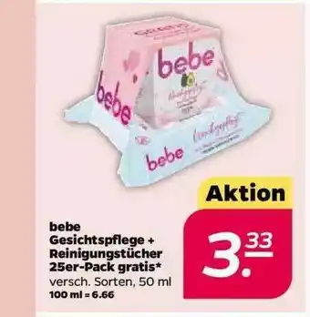 NETTO Bebe Gesischtspflege + Reinigungstücher 25er-pack Gratis Angebot