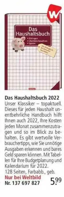 Weltbild Das Haushaltsbuch 2022 Angebot