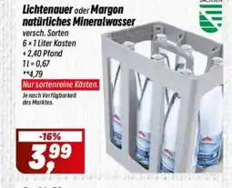 Simmel Lichtenauer oder Margon natürliches Mineralwasser Angebot