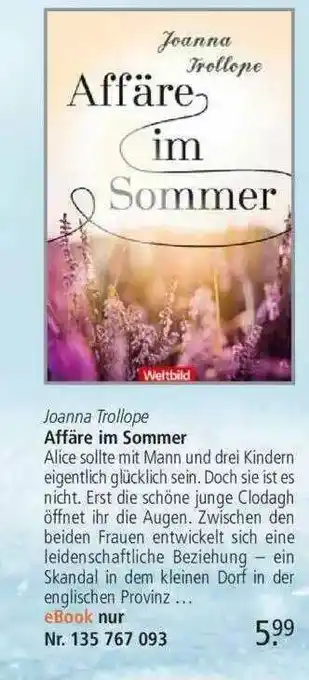 Weltbild Joanna Trollope Affäre Im Sommer Angebot