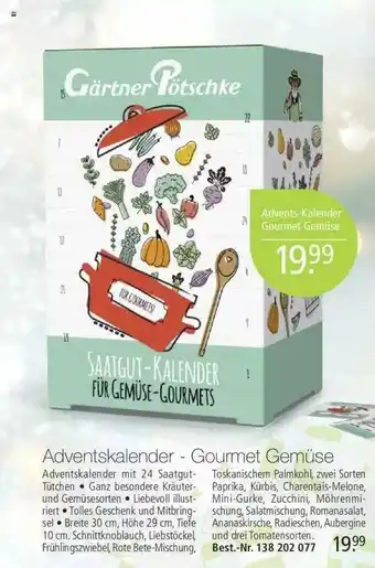 Weltbild Gärtner Pötschke Adventskalender - Goumet Gemüse Angebot