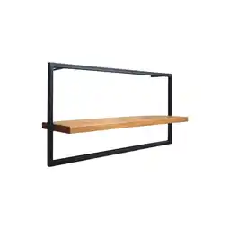 Netto Marken-Discount holz4home Wandregal long in schwarz gerahmt von holz4home ohne Baumkante Natur Angebot