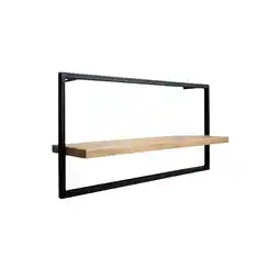 Netto Marken-Discount holz4home Wandregal long in schwarz gerahmt von holz4home ohne Baumkante Hellgrau Angebot