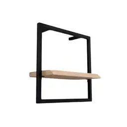 Netto Marken-Discount holz4home Wandregal Small Schwarz Gerahmt I Industrial Style mit Baumkante Hellgrau Angebot