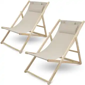 Netto Marken-Discount holz4home 2er Set Liegestuhl aus Holz klappbar Creme Angebot